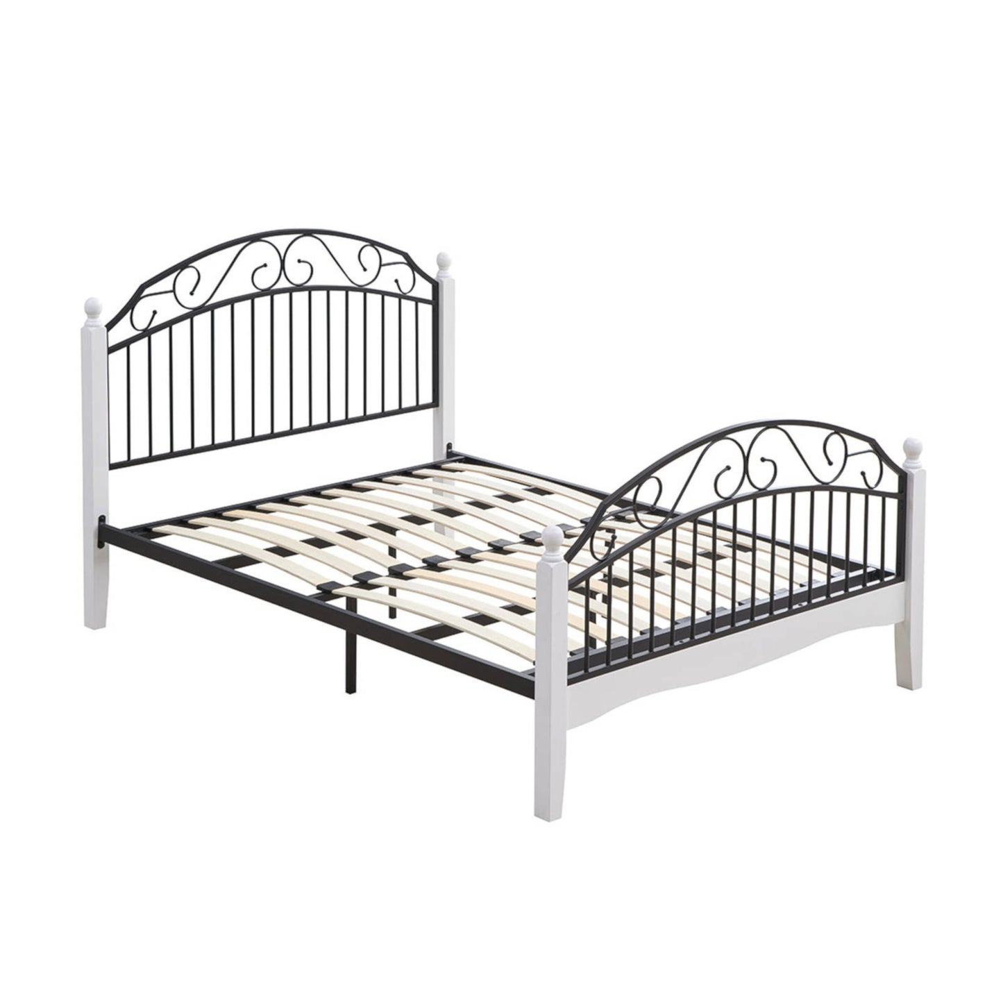 Alexa Wood & Metal Bed Frame - Black and White