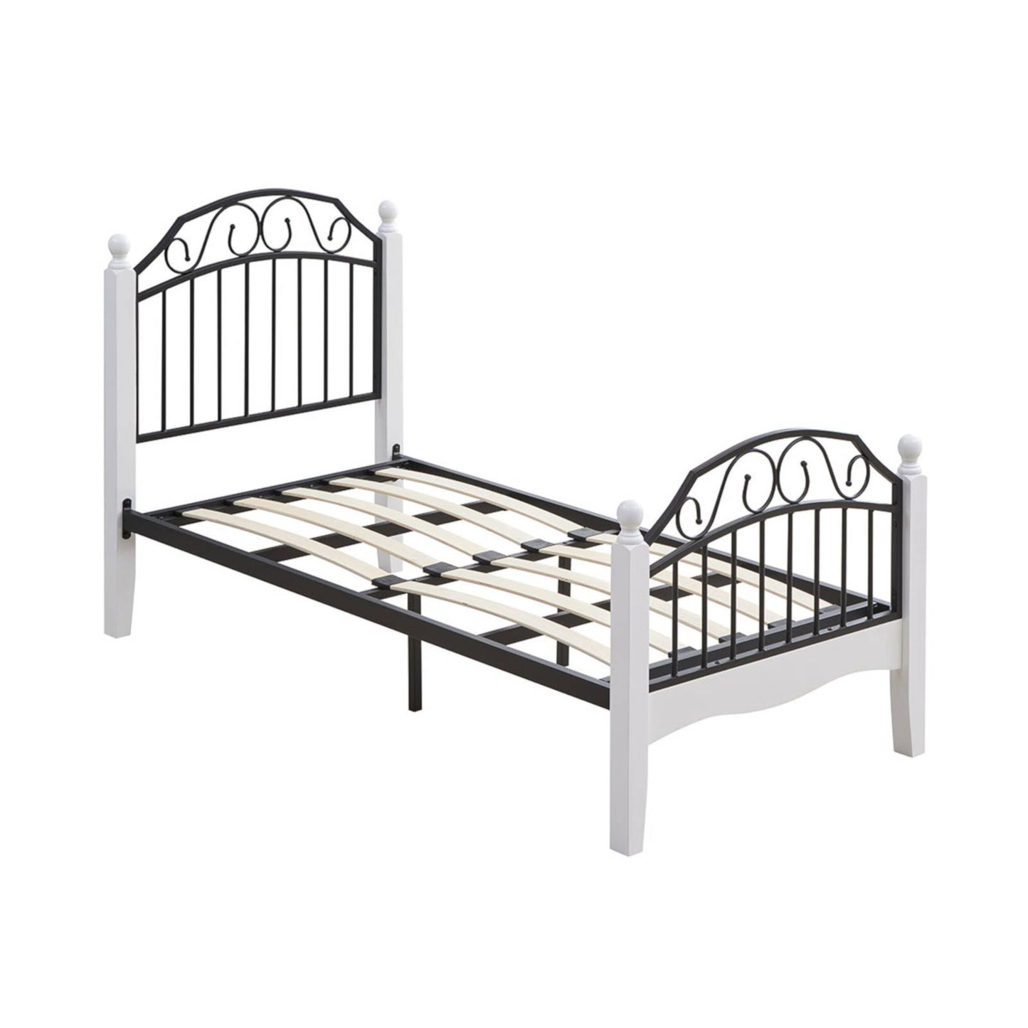 Alexa Wood & Metal Bed Frame - Black and White