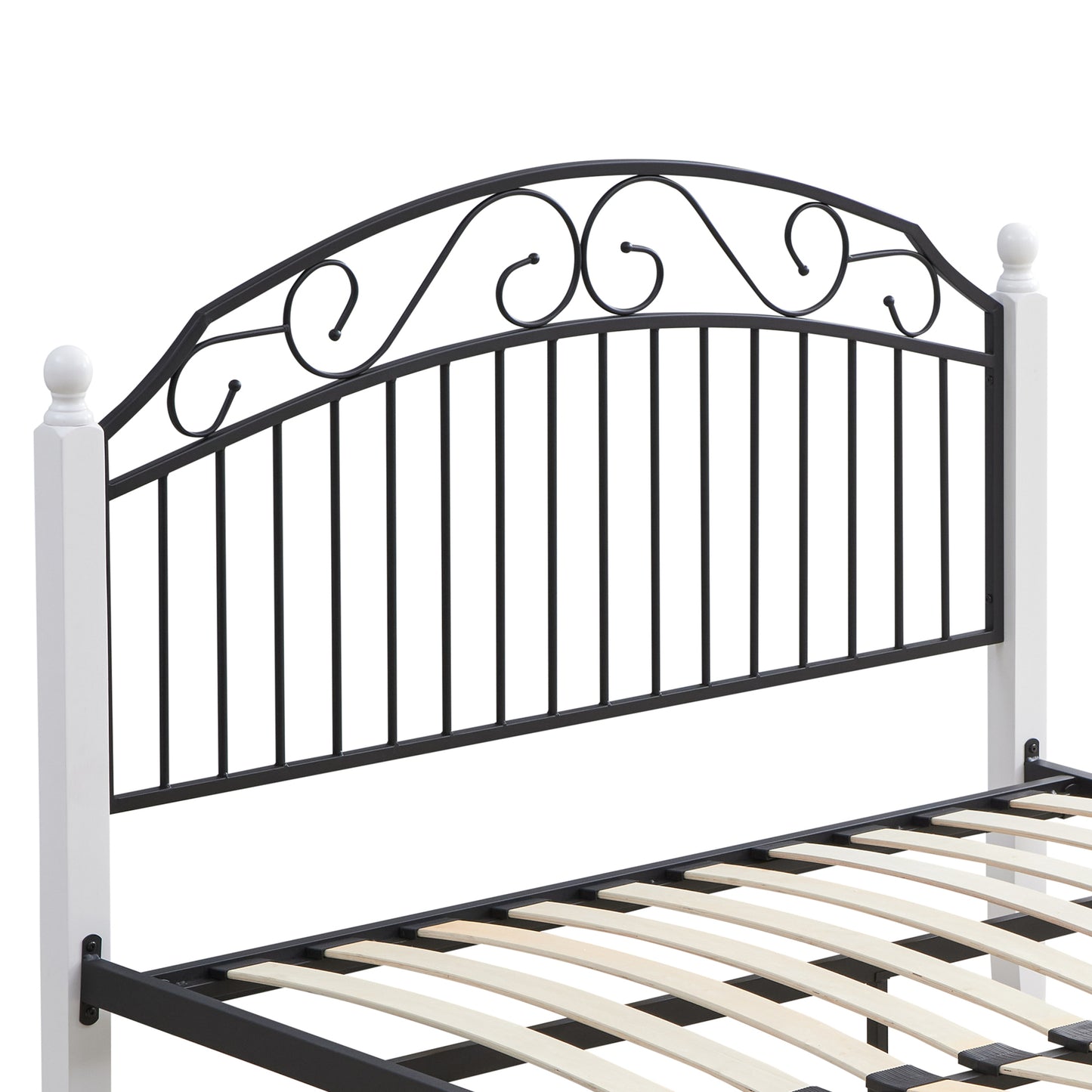 Alexa Wood & Metal Bed Frame - Black and White