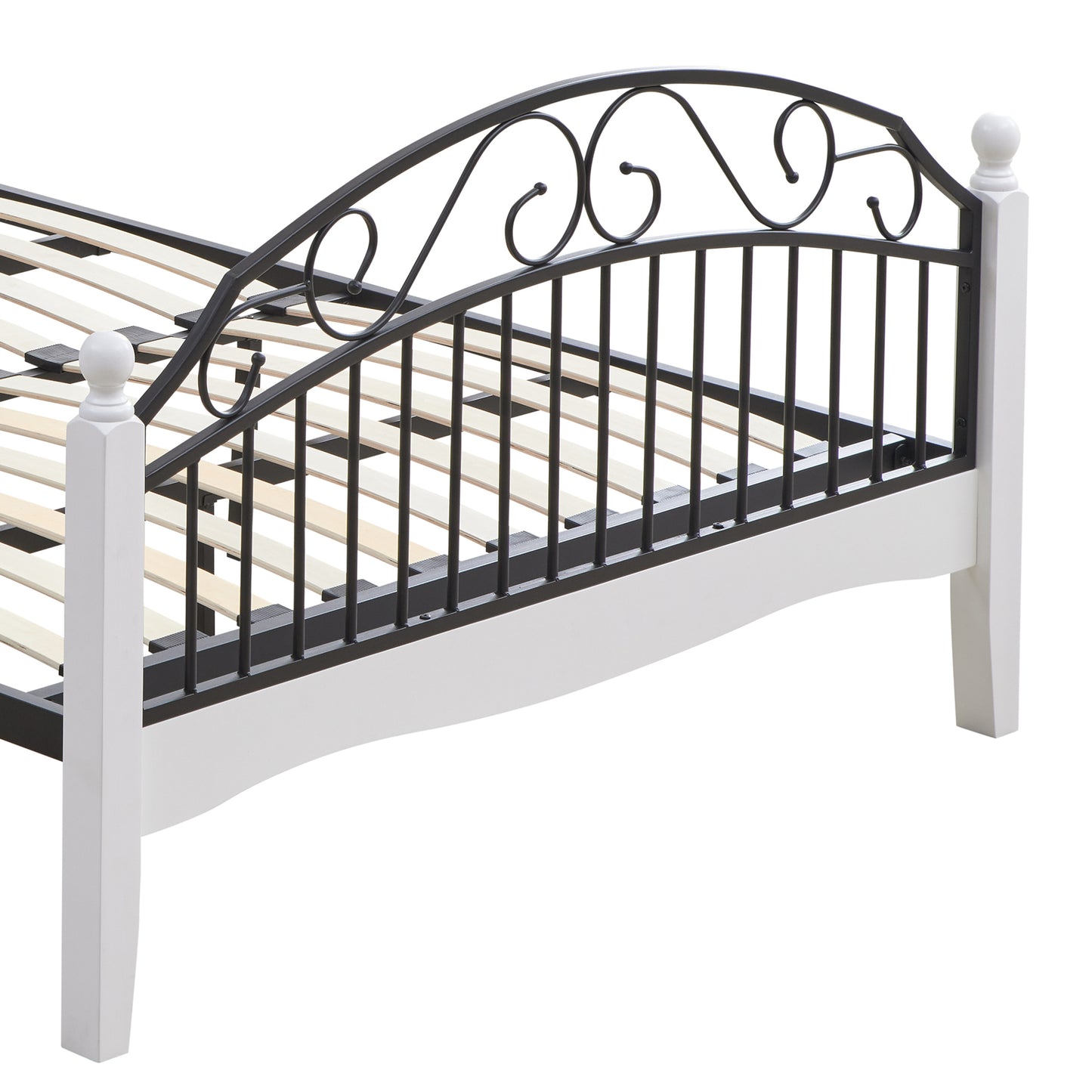 Alexa Wood & Metal Bed Frame - Black and White