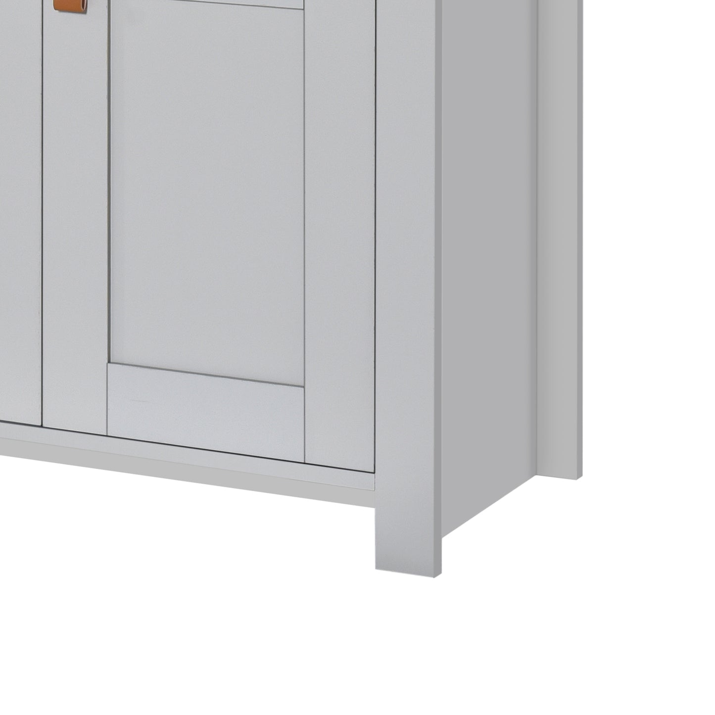 Echo 1.1m Sideboard Buffet Storage Cabinet with PU Leather Handles - Oak/ Light Grey