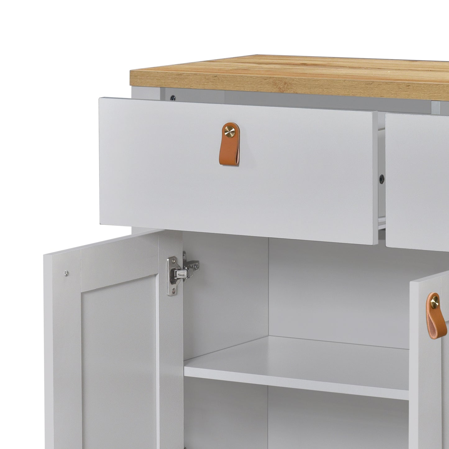 Echo 1.1m Sideboard Buffet Storage Cabinet with PU Leather Handles - Oak/ Light Grey