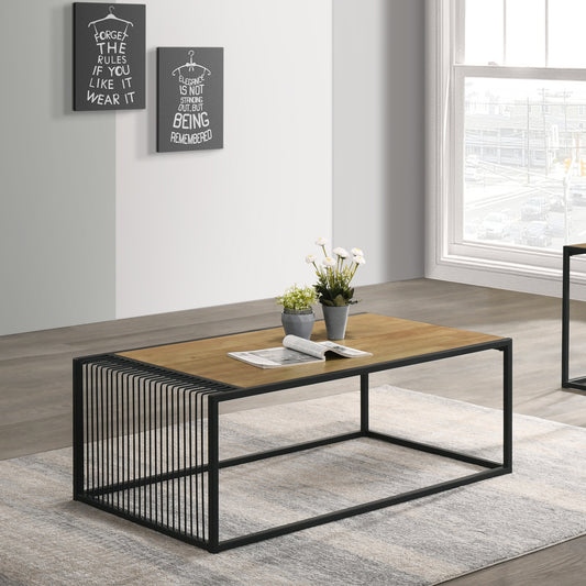Maha Coffee Table Living Room Industrial - Maple and Black