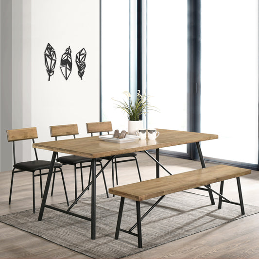1.8m Owen Dining Table Set - 1 Dining Table + 1 Bench + 3 Chairs