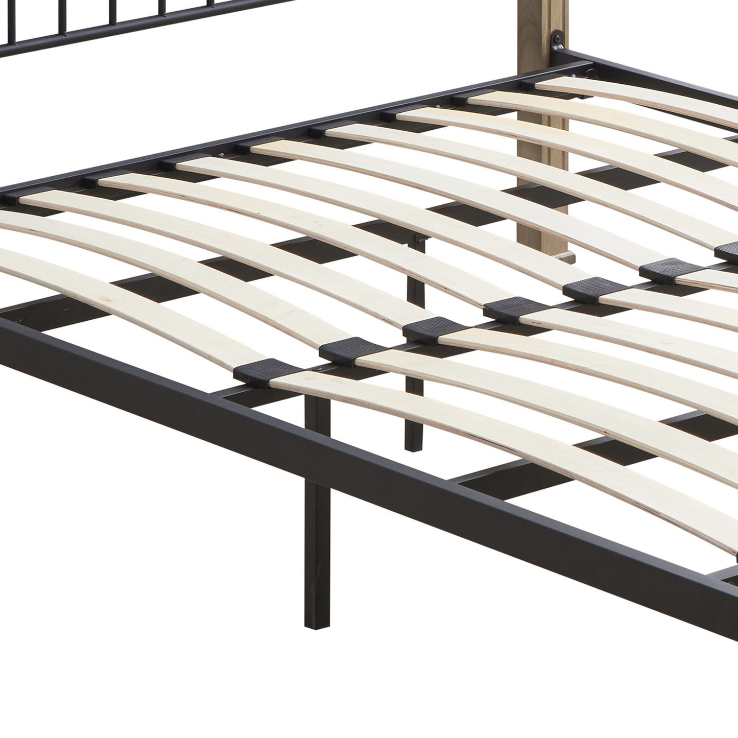 Christine Wood & Metal Bed Frame - Maple and Black