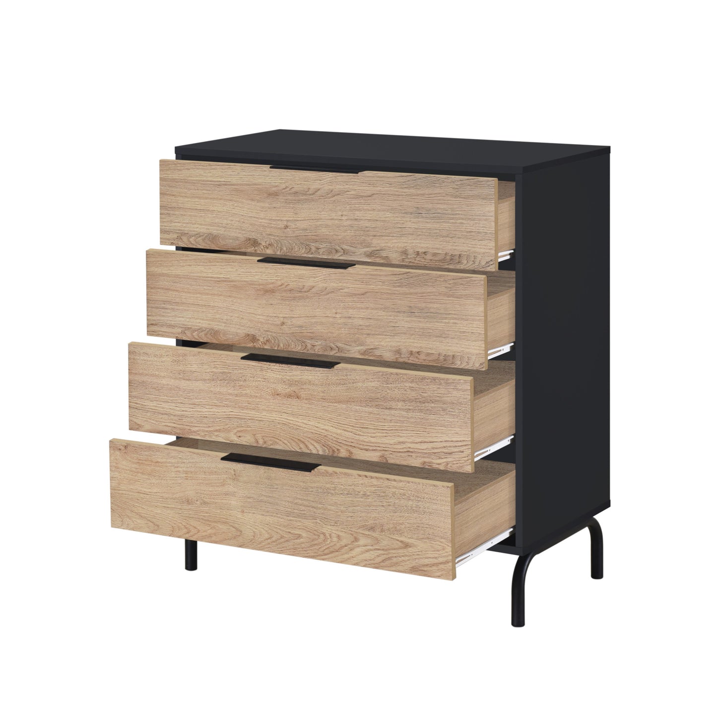 Eleora Chest of 4 Drawers - Black/Oak