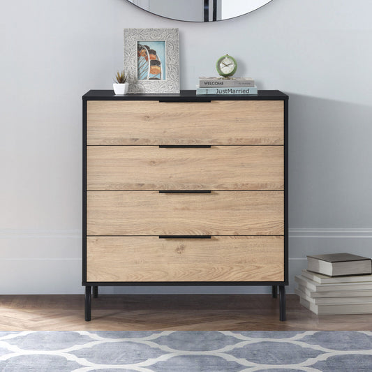 Eleora Chest of 4 Drawers - Black/Oak