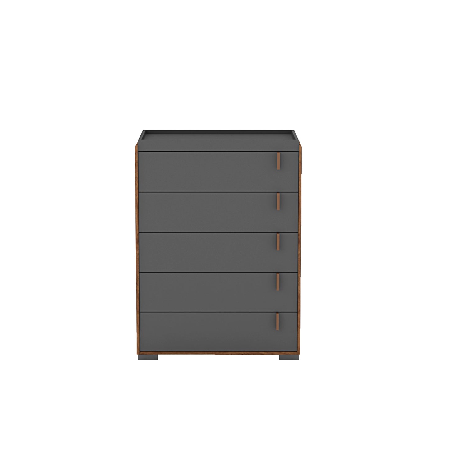 Hamis Chest of 5 Drawers - Walnut/Dark Grey