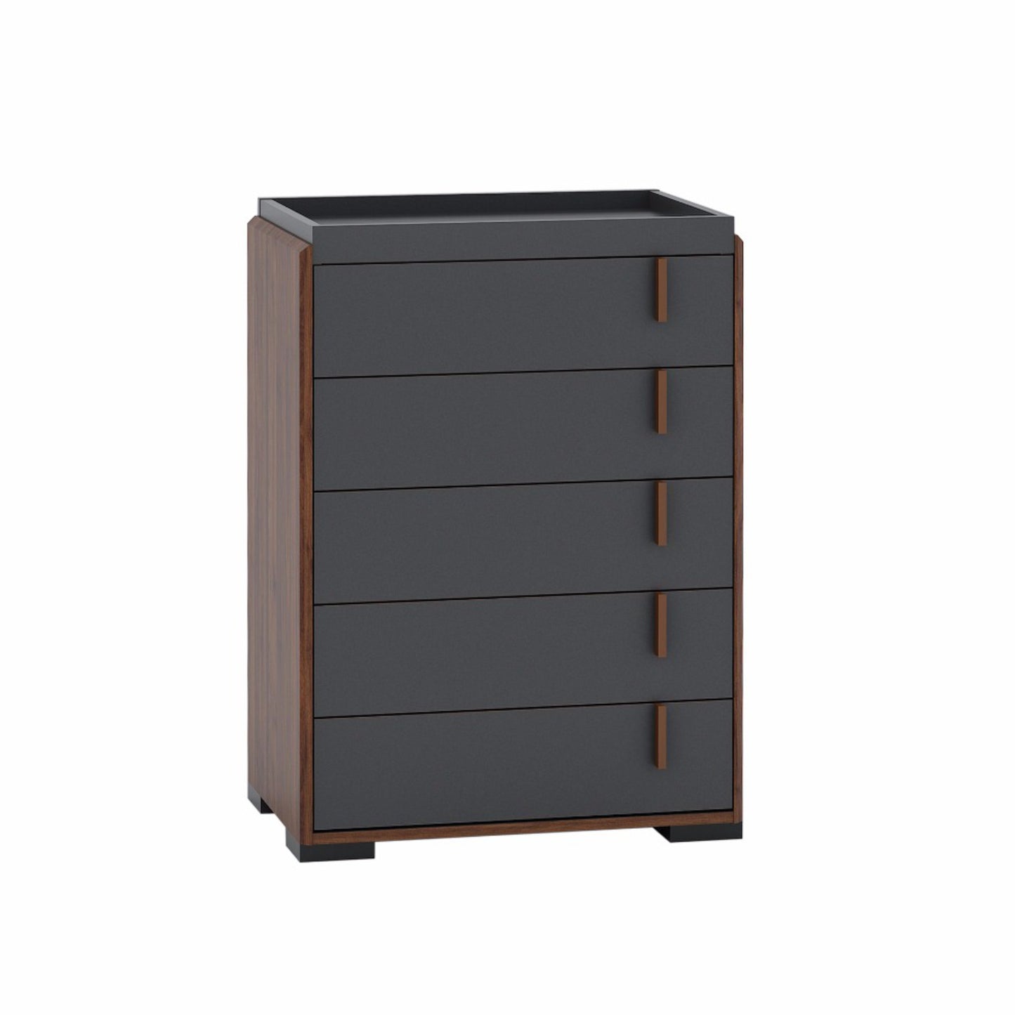 Hamis Chest of 5 Drawers - Walnut/Dark Grey