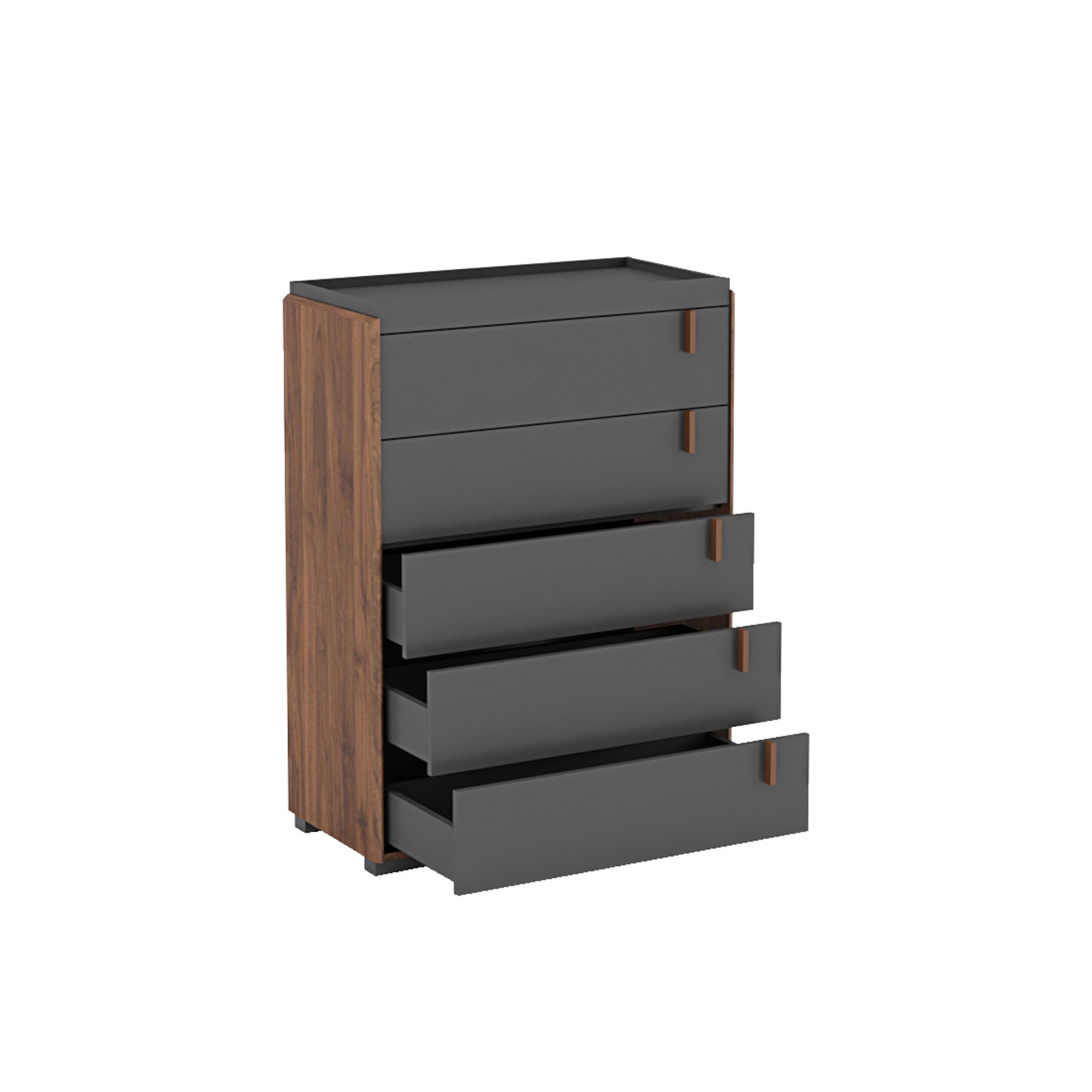 Hamis Chest of 5 Drawers - Walnut/Dark Grey