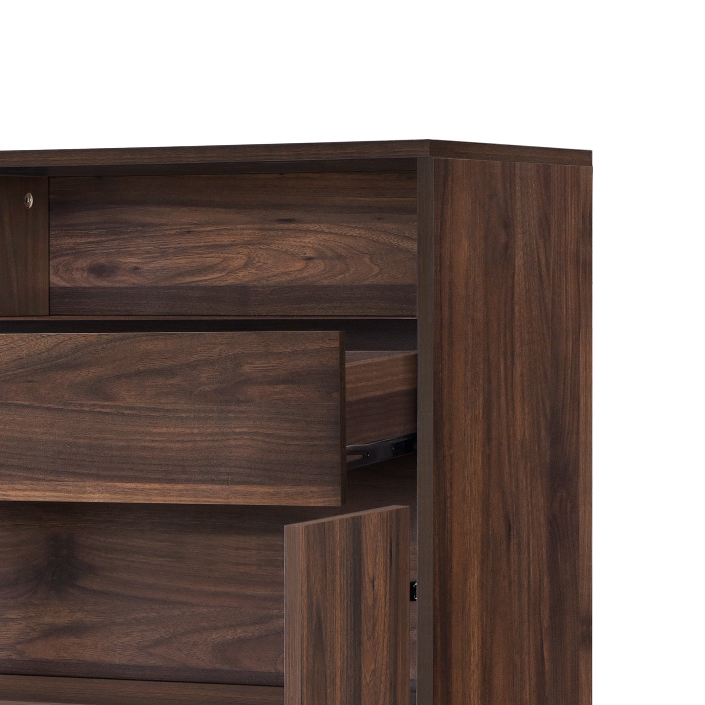 Hazel 4 Tier Shoe Cabinet with Drawer - Walnut