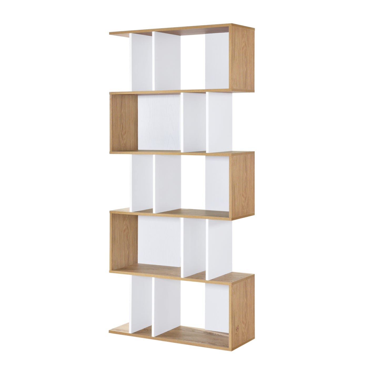 Ian 5 Tier Bookshelves - Oak & White