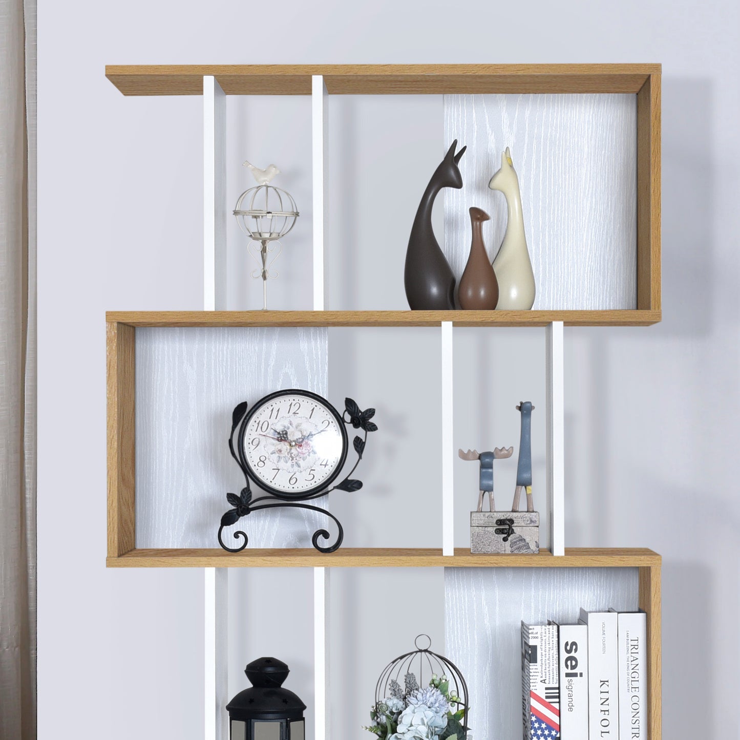 Ian 5 Tier Shelving Unit- Oak & White