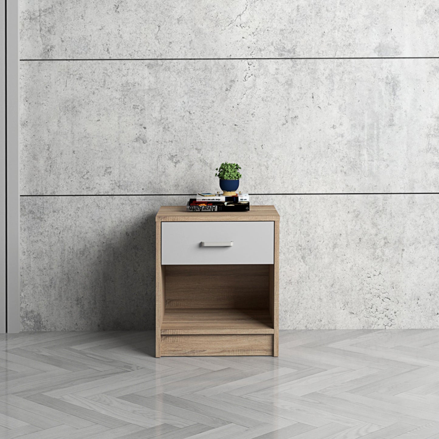 Ivan Side Table- Oak/Light Grey