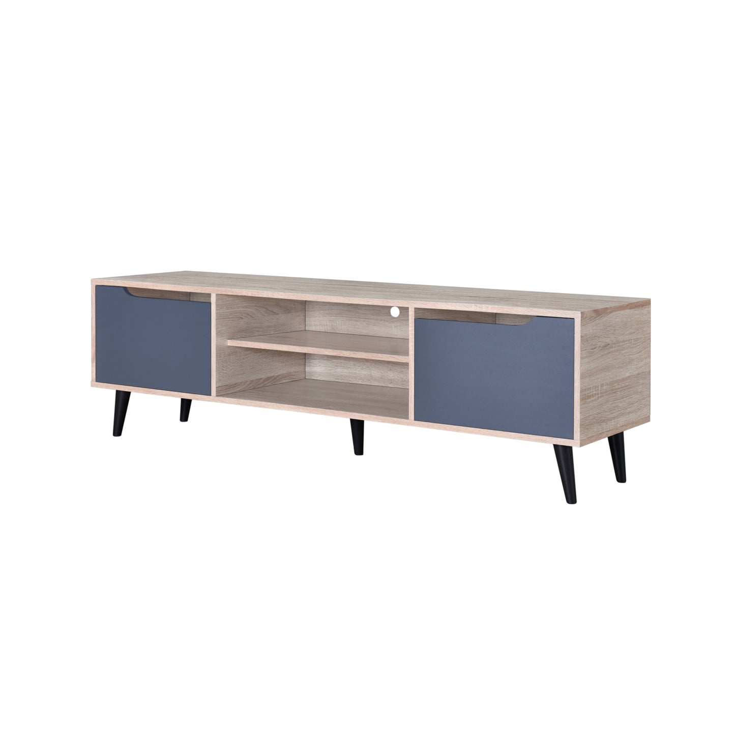 Kyler 1.5m TV Entertainment Unit - Oak & Grey with Black Legs