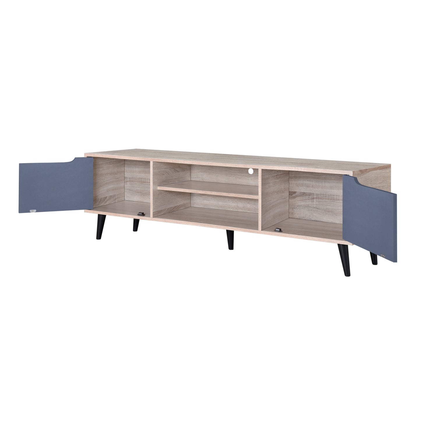 Kyler 1.5m TV Entertainment Unit - Oak & Grey with Black Legs