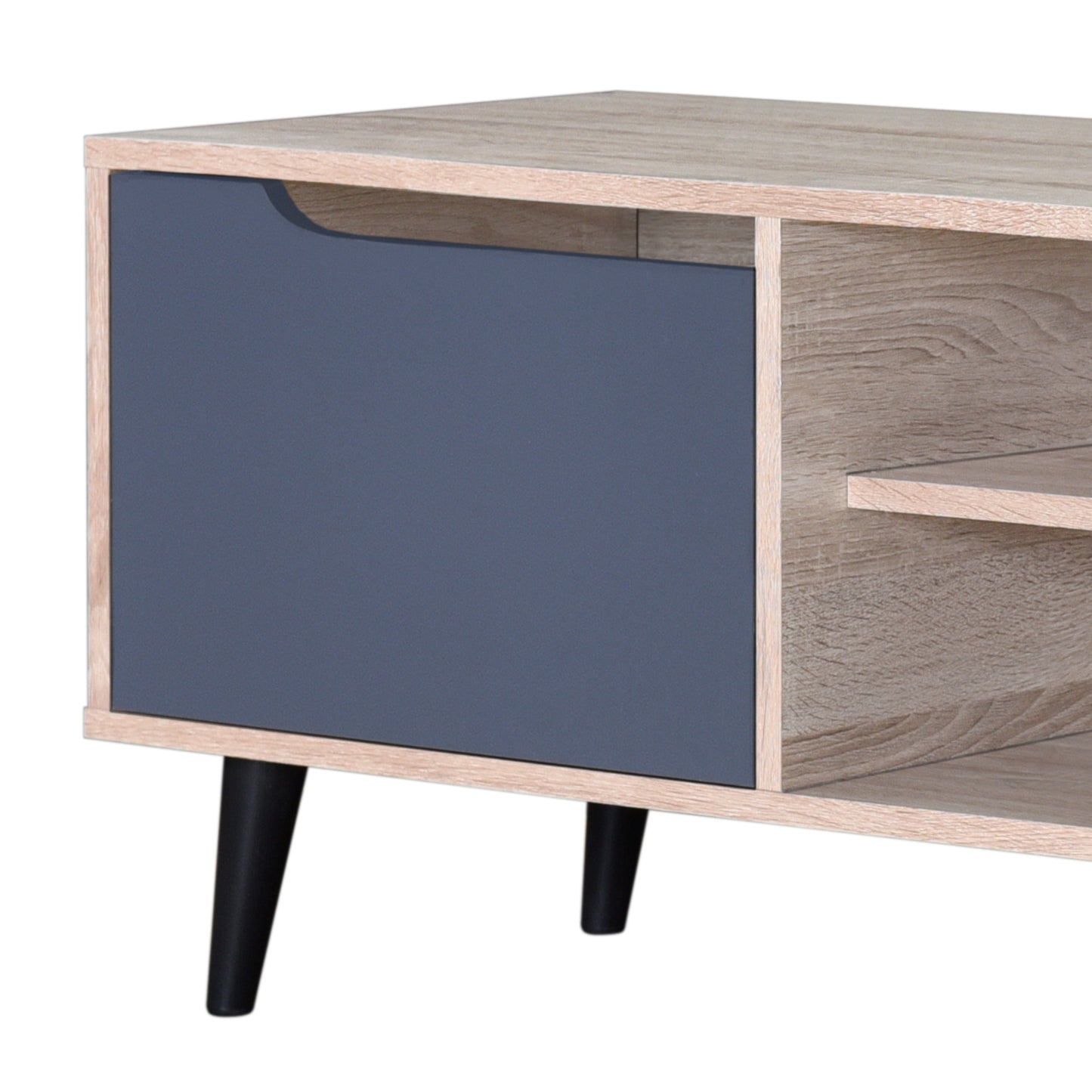 Kyler 1.5m TV Entertainment Unit - Oak & Grey with Black Legs