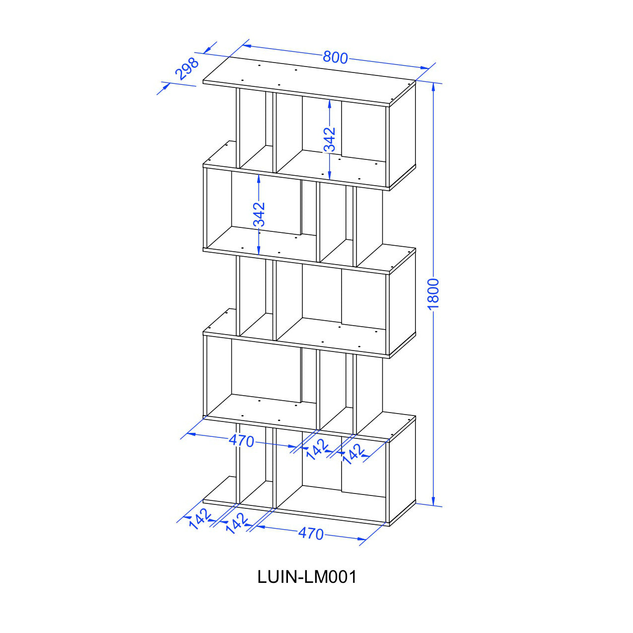 Ian 5 Tier Bookshelves - Oak & White