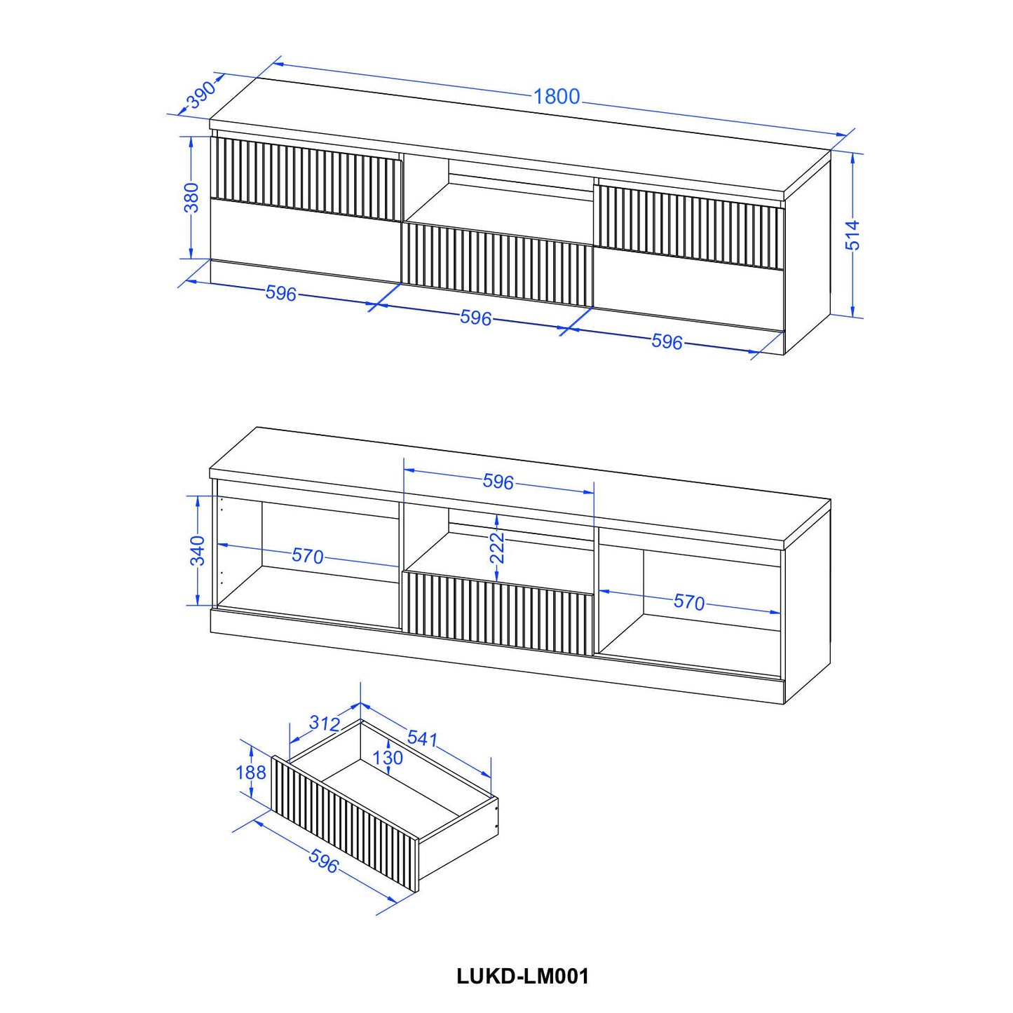 Kaden 1.8m TV Entertainment Unit - Walnut