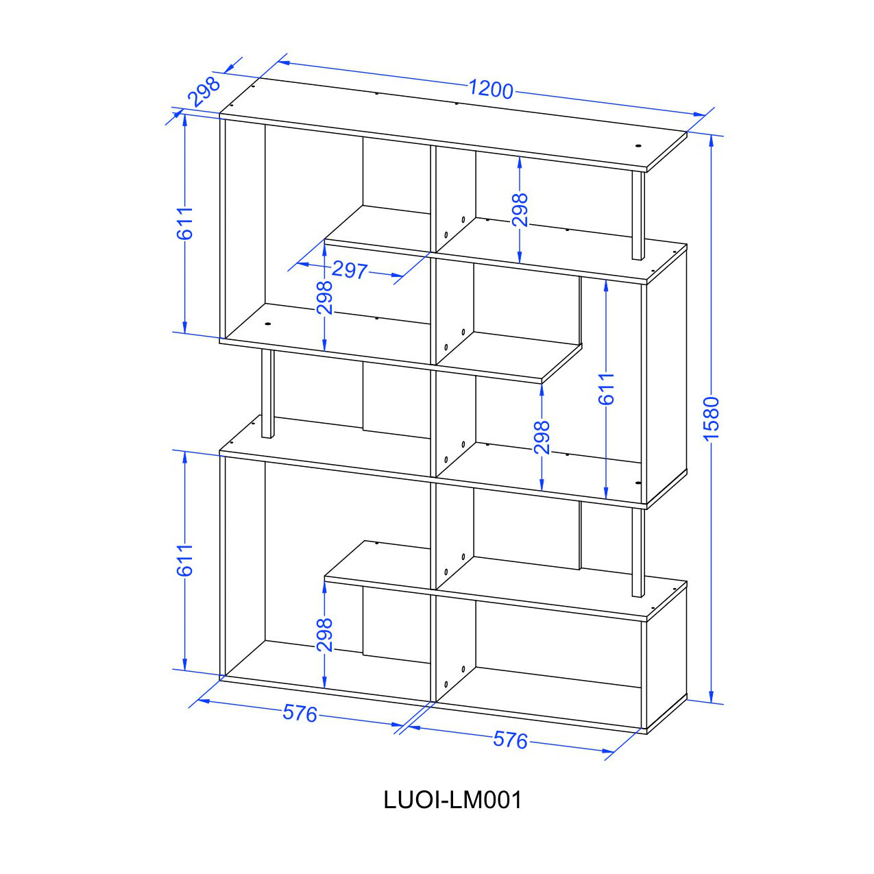 Omi 5 Tier Shelving Unit - Oak