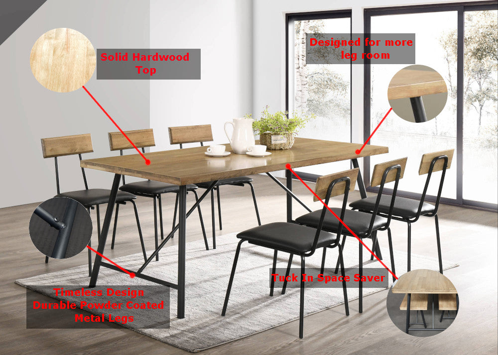1.6m Owen Dining Table Set – 1 Dining Table + 6 Chairs