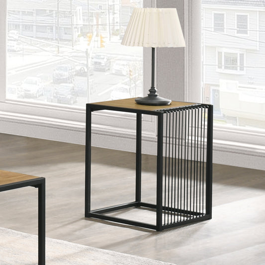 Maha Side Table Living Room Industrial Side End - Maple and Black