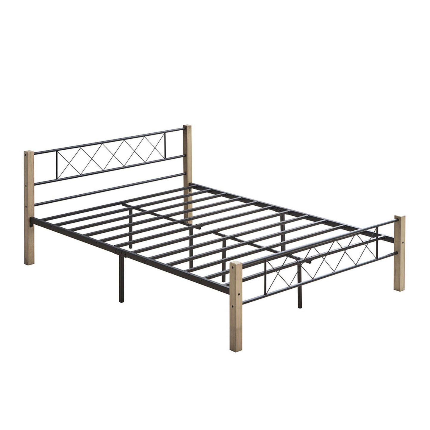 Mingle Wood & Metal Bed Frame - Maple and Black
