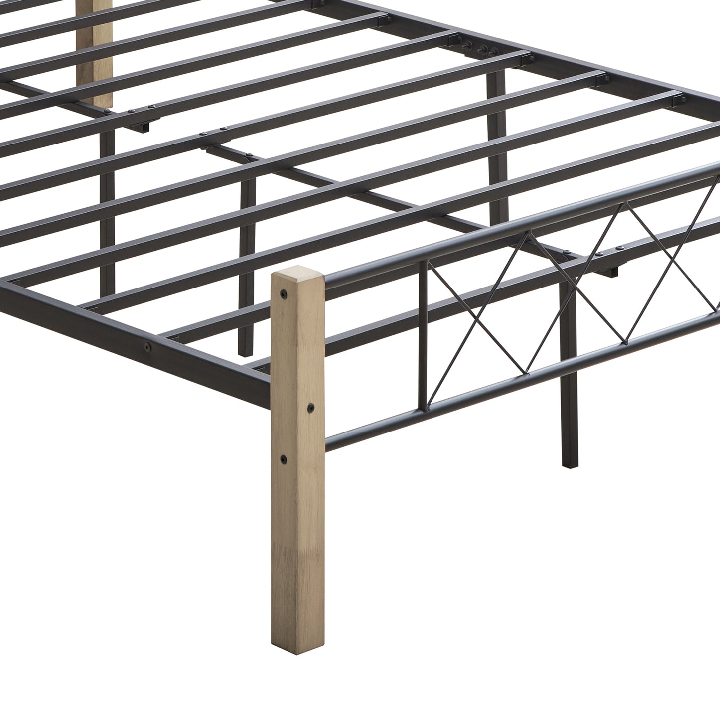 Mingle Wood & Metal Bed Frame - Maple and Black
