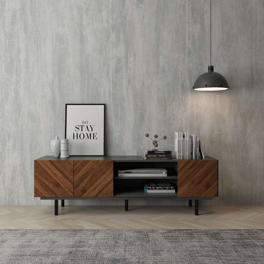 Noe 1.6m TV Entertainment Unit - Dark Grey/Columbia