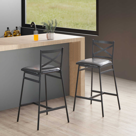 Nova Set of 2 Bar Stools – Black