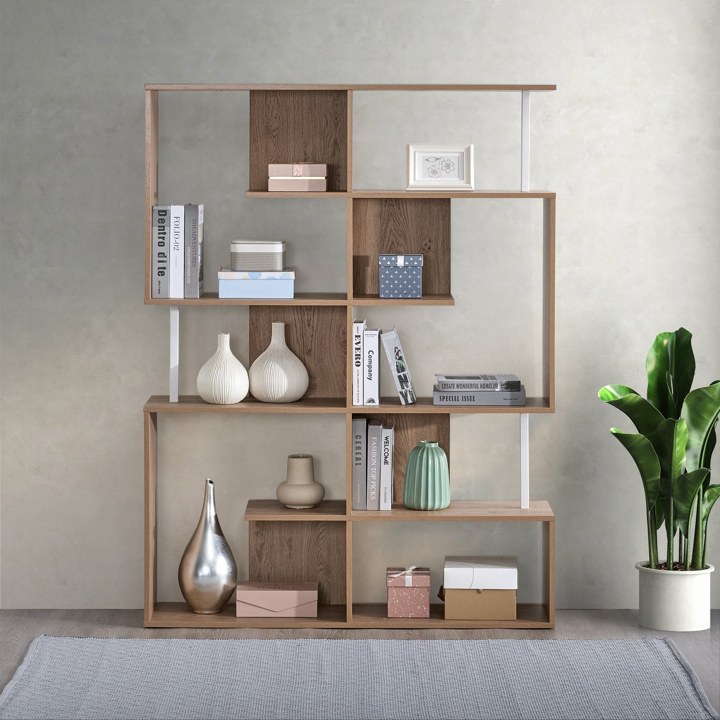 Omi 5 Tier Shelving Unit - Oak