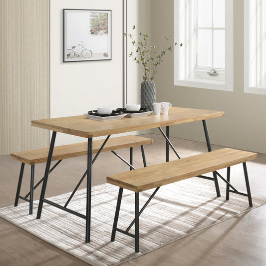 1.6m Owen Dining Table Set - 1 Dining Table + 2 Benches