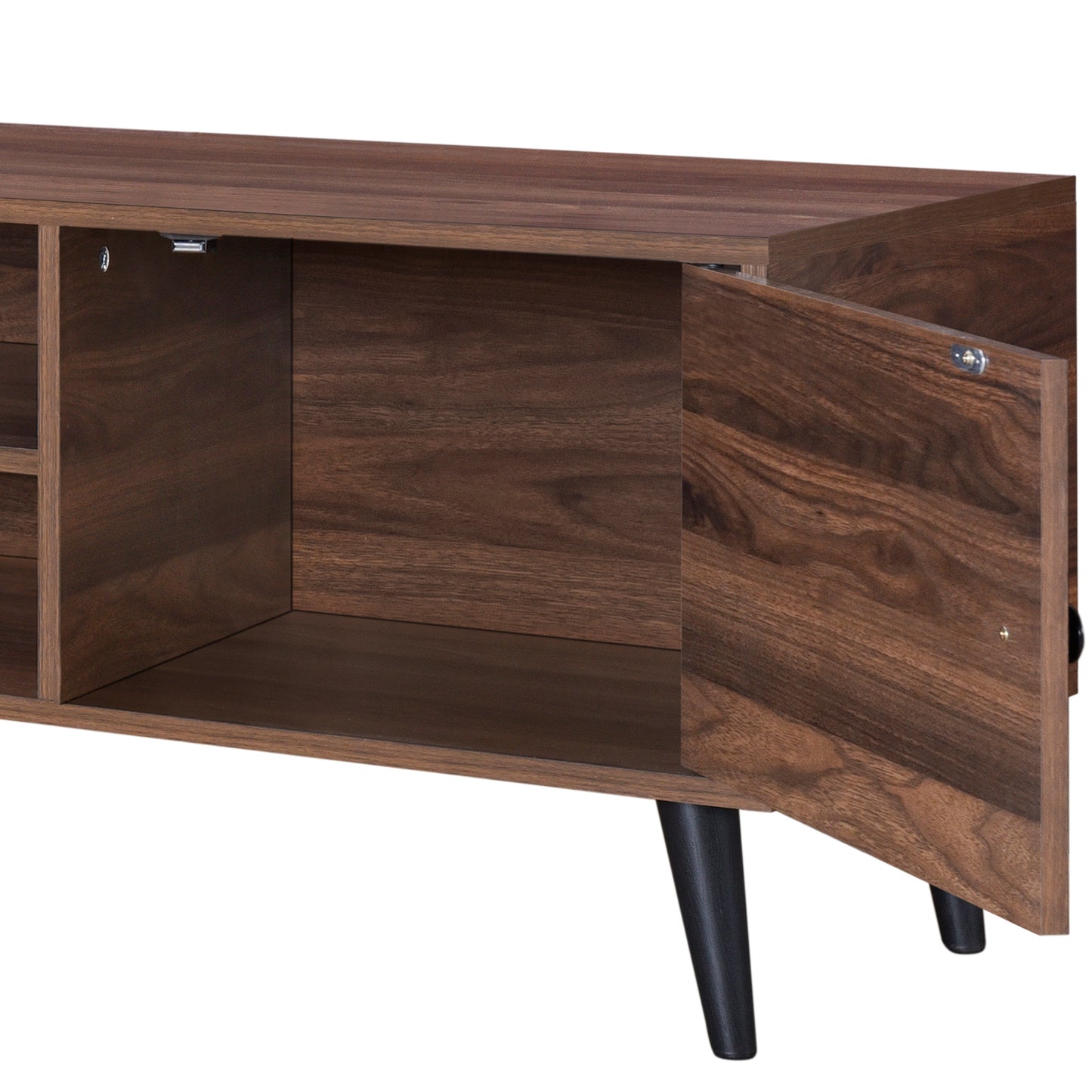 Rory 1.5m TV Entertainment Unit - Walnut with Black Legs